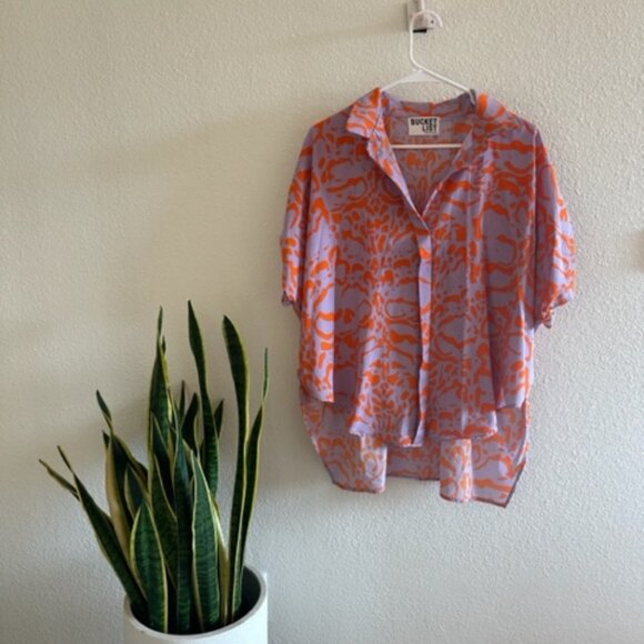 Bucket List Oversized Button Down Top - Picture 1 of 4